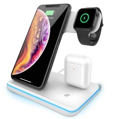 China Multifunctional Smart Watch Stand Fast Charging Wireless Charger for Mobile Phone, 3 in One Wireless Charger for sale