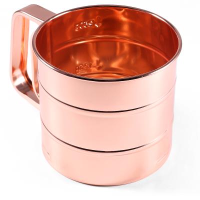 China Sustainable Factory Kitchen Tools Mini Quantity Baking Tool Stainless Steel Mesh Flour Sieve Rose Gold Flour Sieve for sale