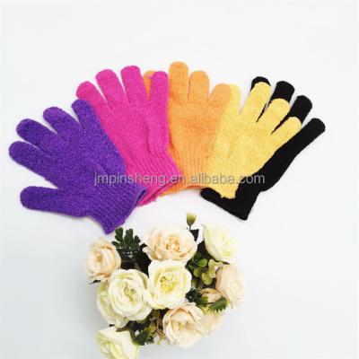 China EXFOLIATE PSH Color Polyester Five-finger Gloves Bath Gloves Cheapest Exfoliating Rubbing Gloves for sale