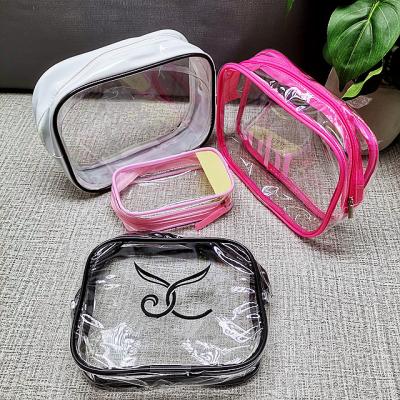 China Fashion PSH OEM Clear PVC Zippered Toiletry Bag Portable Cosmetic Makeup Carry Pouch Bag for sale