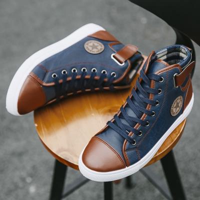 China Men's Fashion Sneaker Fashion Trend Canvas Style Shoes High Top Vulcanized Casual Shoes Men's Daily Lace Up Sneaker Flat Shoes For Men for sale