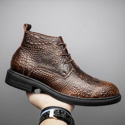 China Round hot sale casual men's genuine leather boots with winter leather boots for men's ankle boots leather for sale