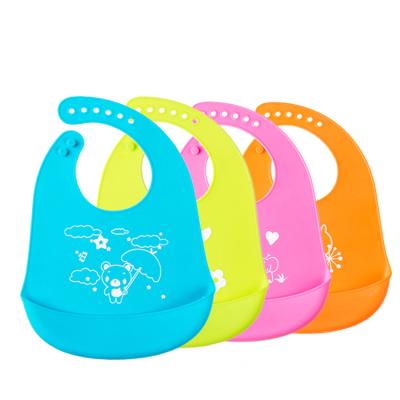 China Waterproof Antibacterial Baby Silicone Bib Custom Printed Marble Silicone Baby Bib With Food Catcher for sale