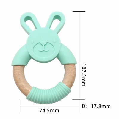 China High Quality Eco-friendly Baby Easy To Hold Cute Animal Shape Wooden Teether Rabbit For Rabbit Teether Toy for sale