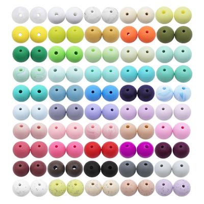 China 9mm/12mm/15mm/20mm Round Shape Soft Eco-friendly Chew Beads Food Grade Silicone Teething Beads for sale