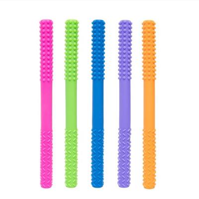 China Toy High Standard Custom Color Soft Silicone BPA Free Baby Teething Straw Tubes for sale