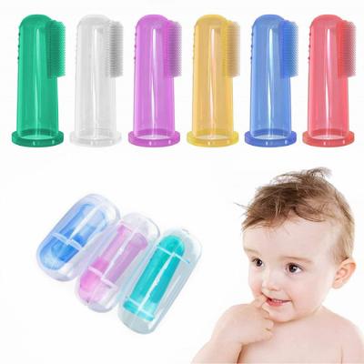 China XFM Baby Finger Toothbrush Disposable High Quality Soft Silicone Finger Colorful Practicing Toothbrush For Baby for sale