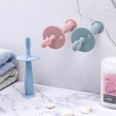 China Hotel Wholesale Customized New Design Eco Friendly Baby Silicone BPA Free Soft Toothbrush With Box for sale