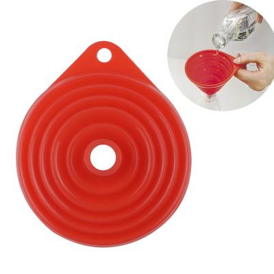 China Amazon Food Grade Viable Hot Selling Collapsible Silicone Head Mini Foldable Kitchen Hang Liquid Dispensing Funnel OEM/ODM for sale