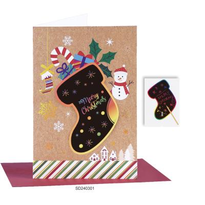 China Europe Scratch Paper DIY Board Christmas Greeting Card for Friends and Family Gifts for sale