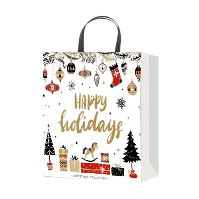 China Recyclable Retail Paper Bag Christmas Shopping Paper Gift Bags Logo Gift Packaging Bag Christmas for sale