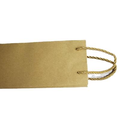 China Recyclable Whole Sales Brown Kraft Paper Bottle Bag With Transparent PVC Window For Packing Wine for sale