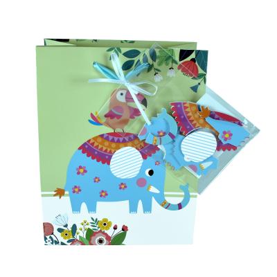 China Best Selling High Quality Recyclable Elephant Design 210gsm C1S Paper Gift Bags With Flat Paper Handles Custom Handmade Customized for sale