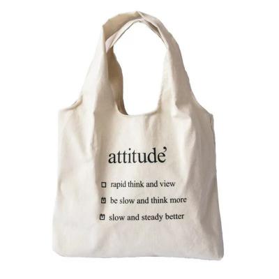 China Fashion Handled Recycled Cotton Canvas Custom Design Tote Shopping Bags With Logos for sale