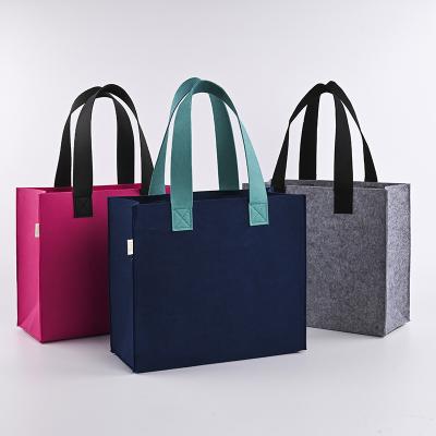 China Customer Printed Customized Cheap Reusable Logo Recycled Handmade Felt Fabric Tote Shopping Bag Fashion Wholesale Felt Bag for sale