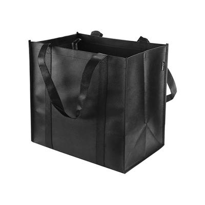 China Eco Friendly Handled Extra Large Grocery Tote Black Customized Non Woven Shopping Bags for sale