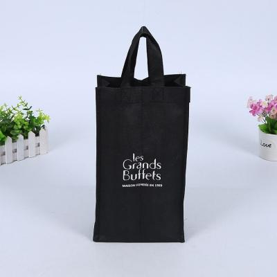 China Cheap Promotional Non Reusable Recyclable Custom Handled Wholesale Manufacturer ECO Wine Bottle 2 Woven Bag for sale