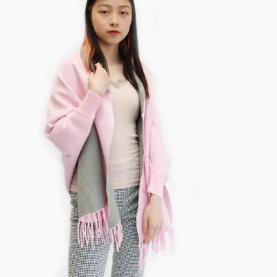 China Fashion Anti-pilling Designs Elegant Style Wool Blend Winter Rose Tassel Long Shrugs For Women for sale