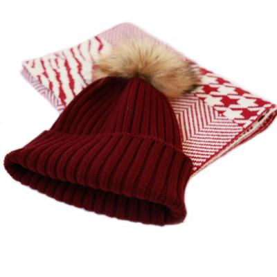 China COMMON 2pc winter hot sale hats and scarf set wool blend knit winter hats and scarves for women sets for sale