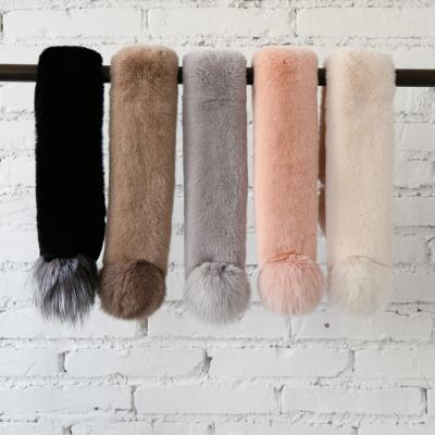 China Rex Rabbit Fur Scarf Fashionable Winter Ladies Rabbit Fur Scarf Women Muffler Fur Design REX RABBIT FUR NEW for sale