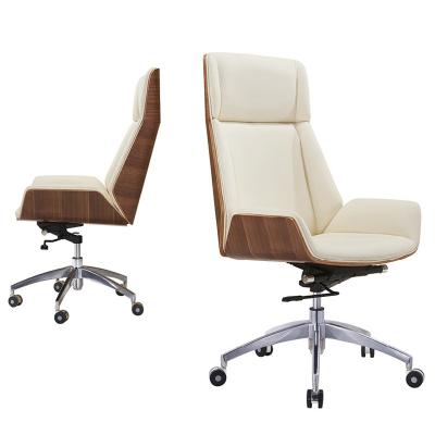 China PU Leather Boss Chair (Size) Bent Plywood Wooden Bentwood Office Chair Adjustable Luxury Executive Office Chair for sale