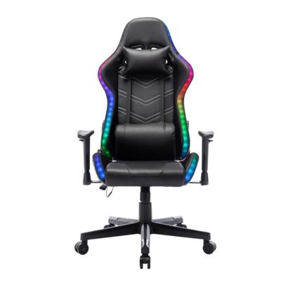 China 2022 Wholesale RGB Economical Adjustable Gaming Chair Synthetic Leather Gamer Chair (Size) With Lights for sale