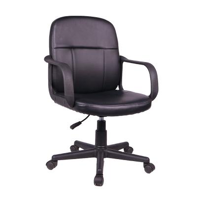 China Design PP Adjustable Classic Soft Lumbosacral Cushion Swivel Armrest Ergonomic Black PVC Office Chair Black Leather Task Chair For Wholesaler for sale