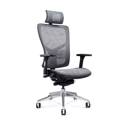 China Gray White Full Mesh Boss Adjustable High End Swivel Ergonomic Mesh Office Chair High Back Gray (Height) With Aluminum Base for sale