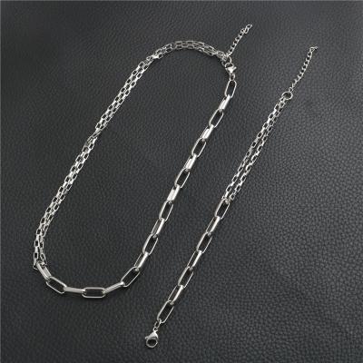 China Office/Career 2022 Double Stainless Steel Choker Chain Necklace Simple Trendy Women Wholesale for sale