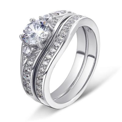 China 925 Sterling Silver White Gold Diamond Wedding Ring Wholesale 925 Sterling Silver Wedding Ring for sale