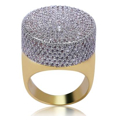 China Mens CZ Rings High Quality Large Gold Zircon Stone Ring For Men And Women for sale