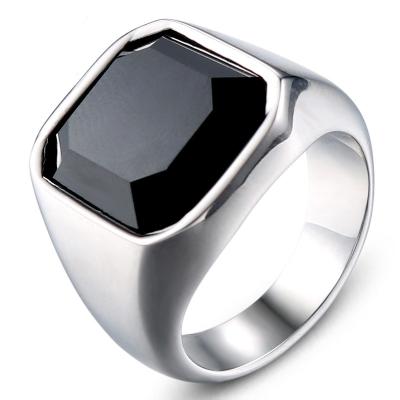 China Black Stone Ring For Men Custom Stainless Steel Black Stone Ring For Men Wholesale for sale