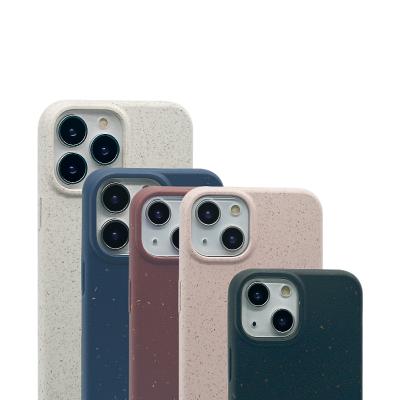 China Fanshion Simple Zero Waste Color LOGO Fully Biodegradable Compostable Customized Phone Case For iphone 13 for sale