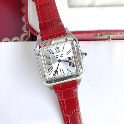 China Luxury Ladies Watch, Mechanical Movement Stainless Steel Silver Hardware, Luminous Silver Dial Mens DIVOR 32*43mm Red Strap for sale