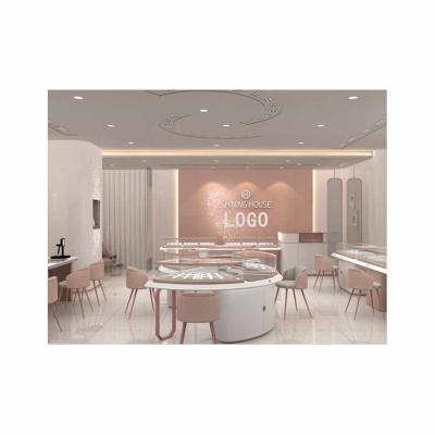 China 2021 Design 2021 Modern Style Luxury Indoor Jewelry Store Display Wall Showcase Jewelry Showroom With Led Light for sale