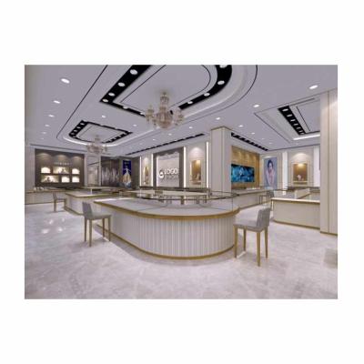 China Modern Style Custom Glass Jewelery Showcase Luxury Shopping Mall Lighting Kiosk for sale