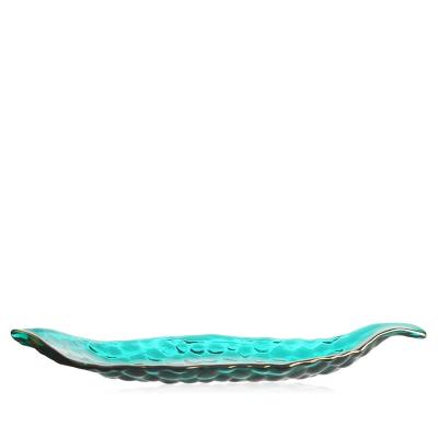 China Living room crystal pea family living room Nordic gold rim fruit tray viable creative irregular glass dish for sale