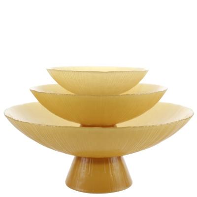 China Home Serving Tray Japanese Yellow Glass Fruit Dish With Glass Base For Table Home Decor for sale