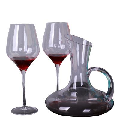 China Decanter with handle crystal glass botella De lead free whiskey wine decanter with four cups for sale