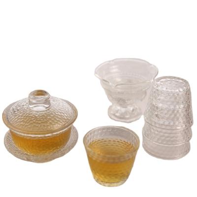 China High Borosilicate Hammer Pattern Glass Sustainable Hot Selling Teapot Set With Fair Cup And Tea Cup for sale