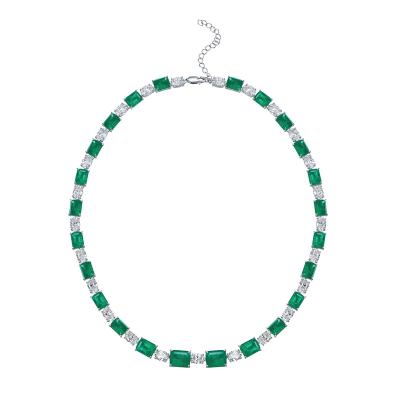 China Emerald Necklace Female Jewelry Advanced Classic Romantic Silver Green Women's Necklace S925 2021 New for sale