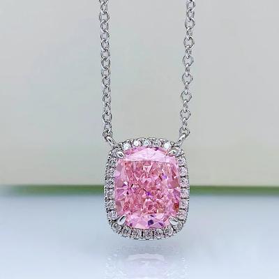 China New S925 Romantic Silver Necklace 8*10 Inlaid Simple Geometric Zircon Pendant Necklace 40+3 Factory Direct Sales for sale