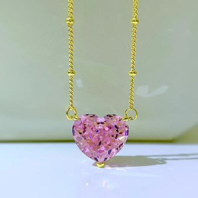 China New S925 Heart Rose Necklace Female Zircon 5A Romantic Silver Diamond Simple Niche Design Clavicle Necklace for sale