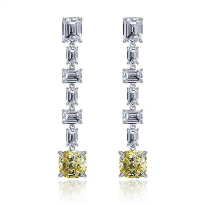 China Vintage Style 925 Diamond Ear Jewelry 7*9 Sterling Silver Women 2021 New Long Yellow Ins Hot Selling Earrings for sale