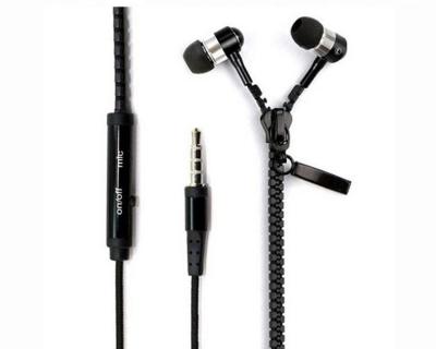 China Zipper earphone metal earbuds with mic for sale