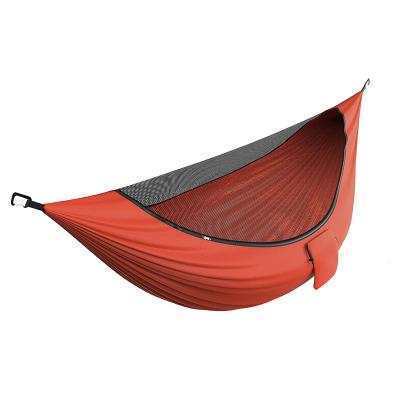 China Wooden hammock with stylish pillow bow built-in 3 in 1 outdoor camping hammock, double hammock with gauze mesh, insect proof and wind proof for sale