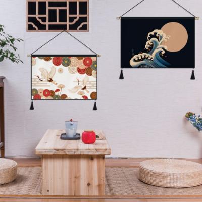 China Japanese Minimalist Decorative Canvas-Cotton Wall Tapestry Printed Sun, Moon and Stars Flower Wall Art Wedding Decoration Tapestry for sale