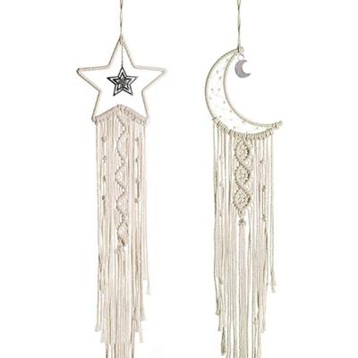 China Minimalist Bohemian Dreamcatcher Handmade Wall Hanging Moon Star Macrame Home Decor Catchers for Bedroom Gifts for sale