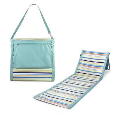 China Fashion Beach Blanket With Popular High Quality Striped Carrying Type Custom Made Single Person Beach Foldable Lounger Lounger Use for sale