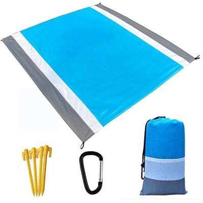 China Beach Mat Picnic Blanket Outdoor, Large 210 x 200cm Waterproof Picnic Beach Pocket Blanket Sandproof with 4 Fixed Nails Portable Pocket for sale